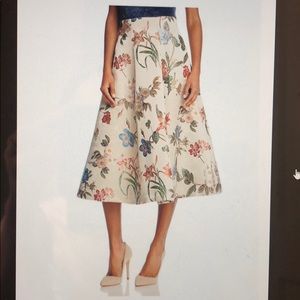 Floral embroidered midi skirt